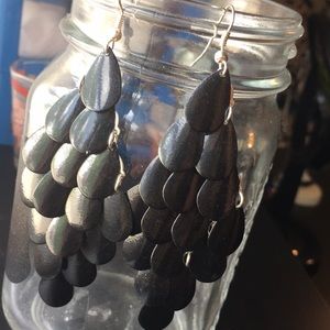 Black dangle teardrop earrings